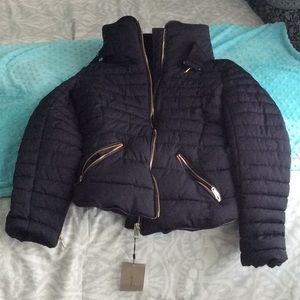 Zara basic navy blue down jacket